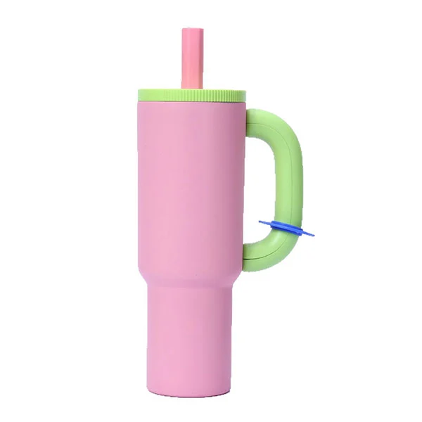 40oz hindi kinakalawang na asero vacuum insulated naglalakbay tumbler na may hawakan at dayami