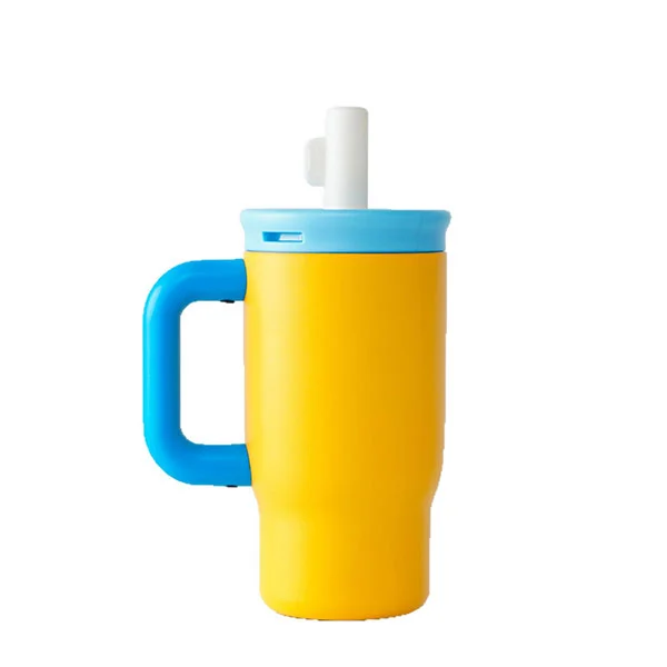 Auto Mug na may Handle at Straw