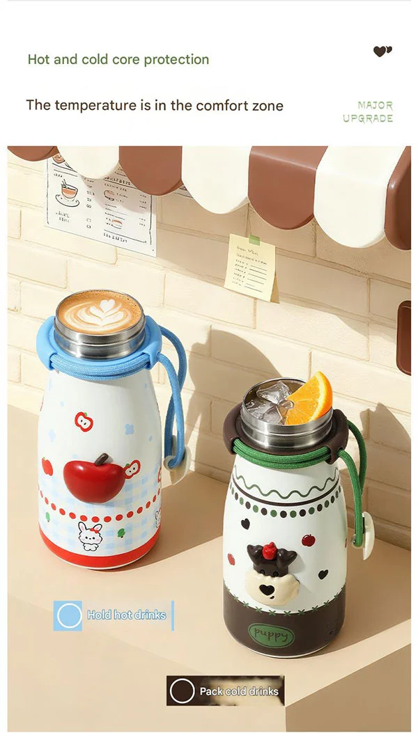 Stainless Steel Milk Bottle With Straw